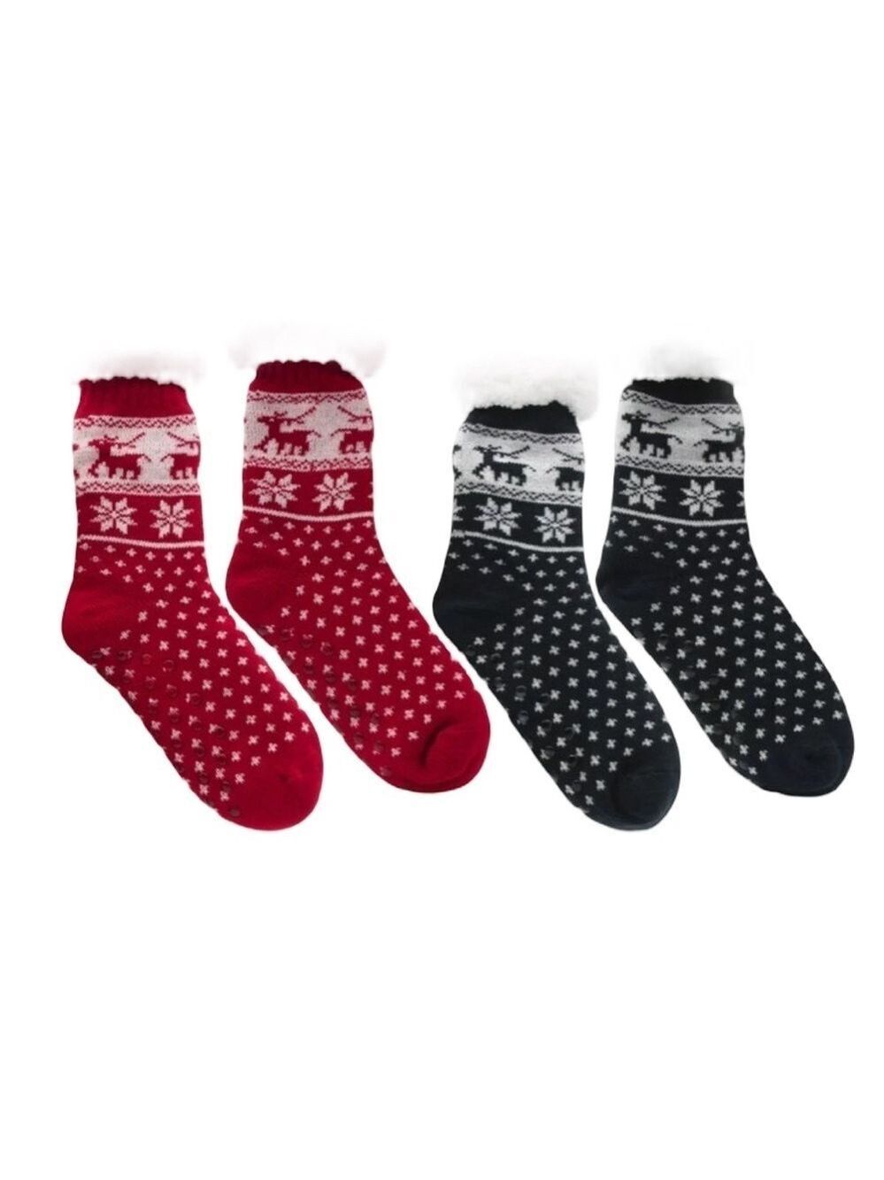 Skyline Collection Snowflakes Sherpa Slipper Set Red and Black NWT